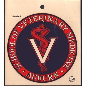 Vintage Auburn School of Veterinary Medicine Window Decal Sticker 6-0945